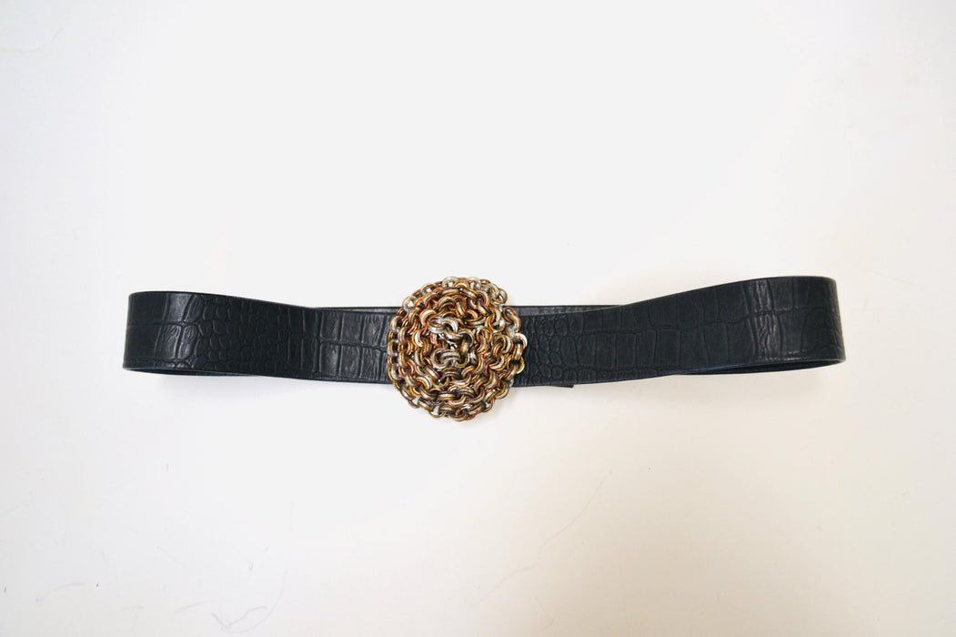 70s Chainmail Belt buckle Large silver Bronze Belt Buckle Vintage 70s Belt with Metal Belt Buckle Vintage Boho Wedding Wide Belt