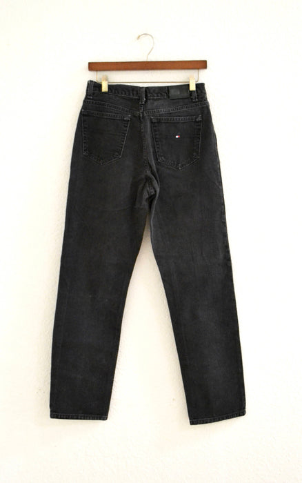 Vintage Black Jeans By Tommy Hilfiger High Waisted Tapered Leg 80s 90s Denim Pants Size Small Medium Black Jeans Denim