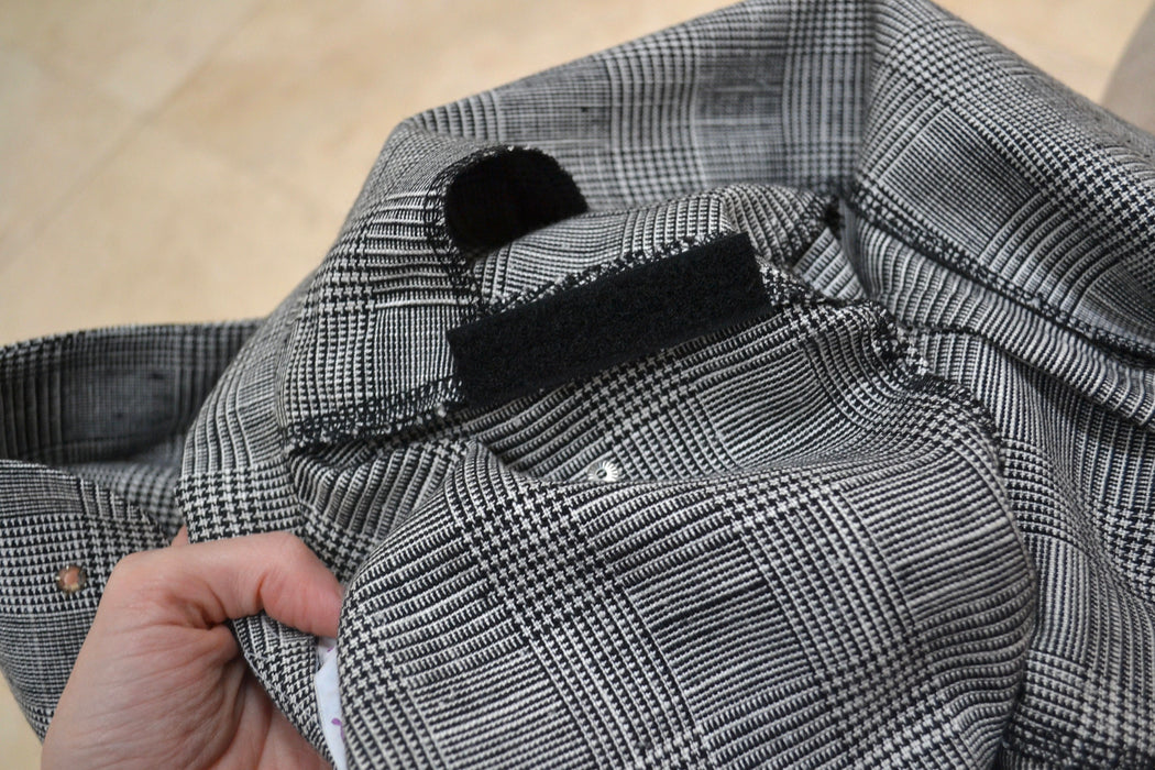 90s Vintage Plaid Jacket Skirt Suit Rhinestones Black and White Plaid Double Breasted Suit Jacket Rhinestone Glam Power Suit Small Medium