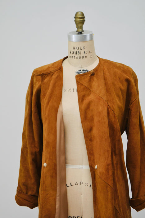 70s Vintage Brown Leather Jacket Sueded Coat Leather Jacket Small Medium // 80s 90s Brown Leather Jacket Long Brown Leather jacket