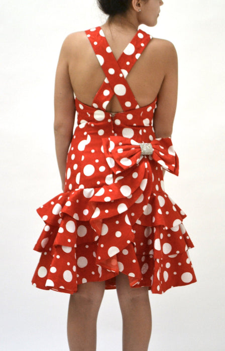80s does 50s Vintage Party Dress Red Polka Dots by Lillie Rubin// 80s Red Prom Dress Red and White Polka Dot Dress with Ruffles Small Medium