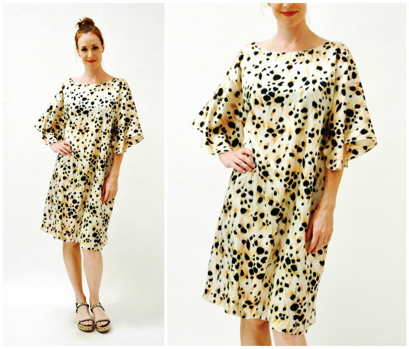 Vintage Animal Print Dress Large Animal Print Beach Coverup Caftan Kaftan