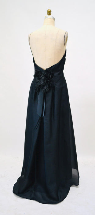 Vintage Moschino Black Evening Ball Gown Medium Large Black Silk Evening Gown Dress Flower Black Tie Wedding Evening Gown Dress Moschino
