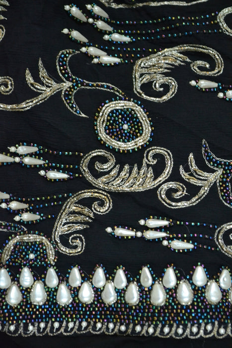 Vintage Beaded Metallic Embroidered Jacket Black Silver Paisley Jacket // Vintage Black Embroidered Jacket Art Deco Beaded Jacket