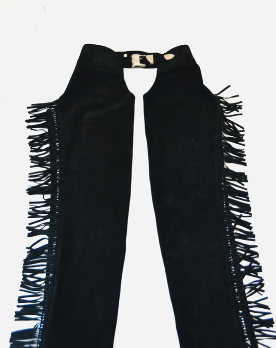 90s Vintage Black Leather Fringe Chaps Black Leather Fringe Pants Small Medium K Baumann Suede Fringe Chaps Rhinestone Cowgirl Cowboy Rodeo