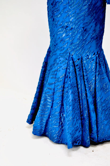 80s 90s Ball Gown Blue Silk Dress Dramatic Dynasty 80s Party Dress Small // Vintage 80s Pageant Princess Dress Ball Gown Cinderella Damaged