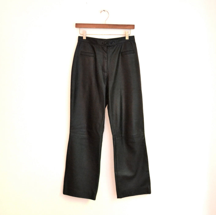 Vintage Black Leather Pants size small medium 90s Made in Italy