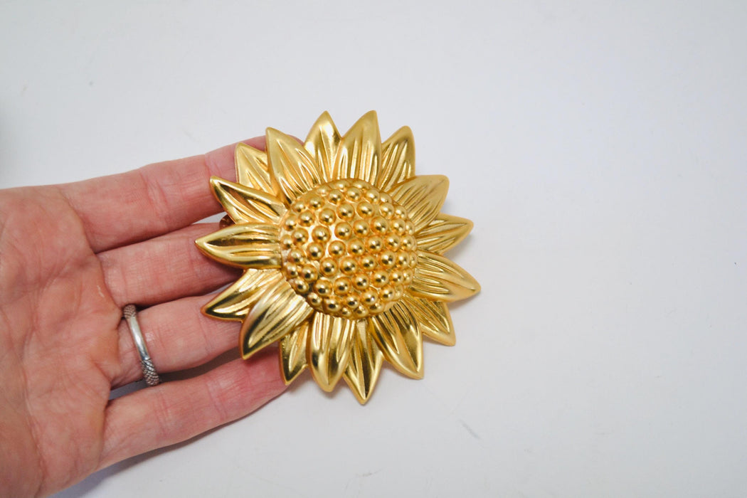 90s Vintage Gold Daisy Sunflower Belt Buckle Gold Wedding Belt Buckle Summer Flower Vintage Flower Belt Buckle Large Gold Wedding Belt