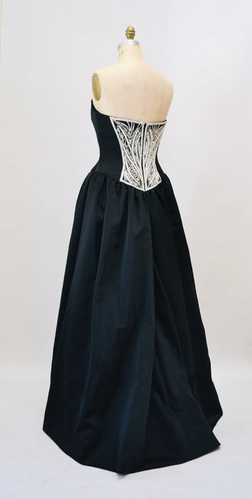 Vintage Bob Mackie Black Evening Ball Gown Small Medium Black Beaded Strapless Evening Gown Dress 90s 00s Dress Beaded Strapless Ball Gown