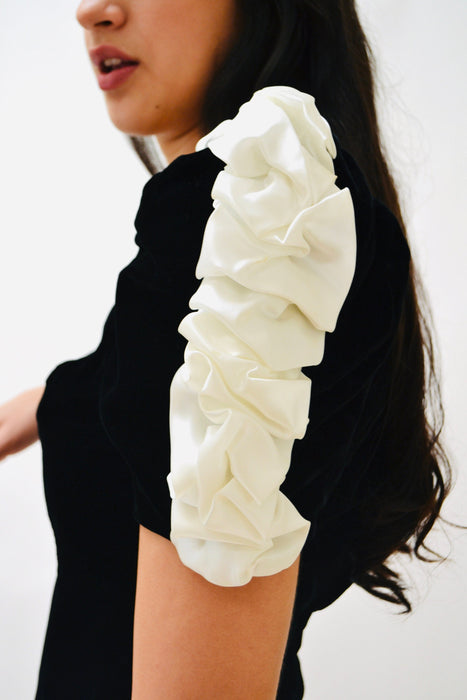 Vintage 80s Party Dress Black White Velvet Dress XXS XS Small By Alyce Design 80s 90s Prom Pageant Dress black White Crinoline Dress