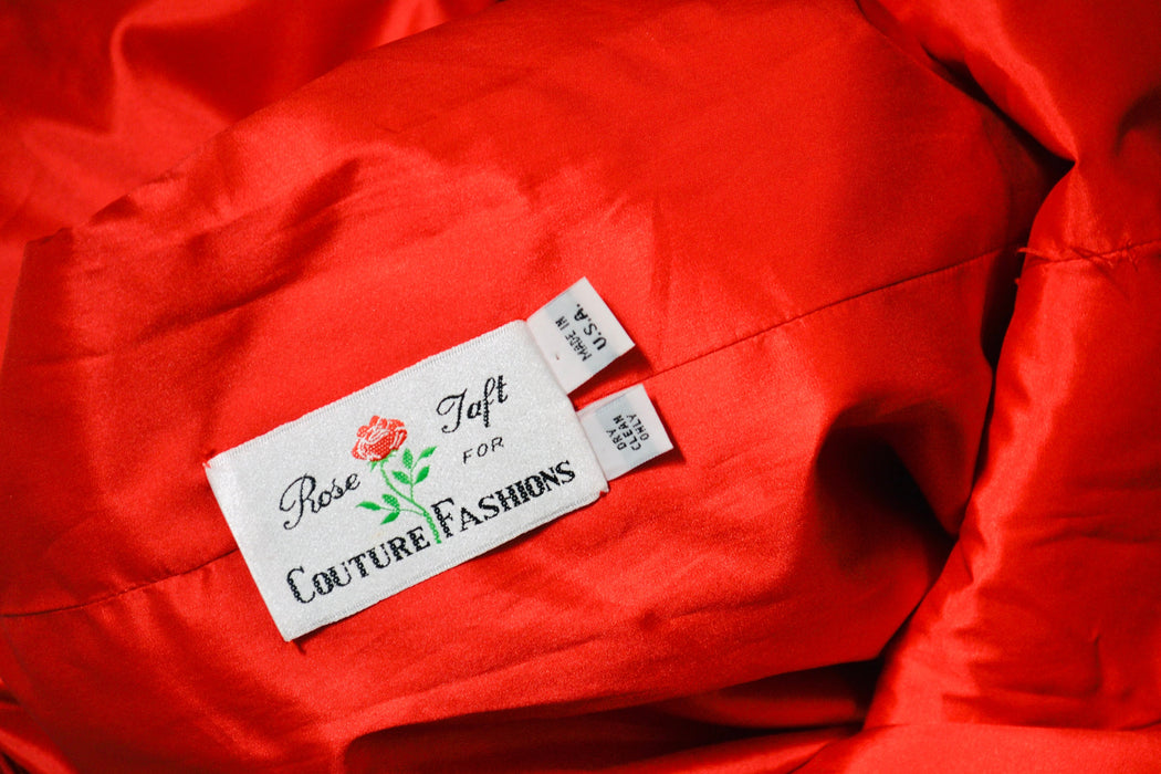 80s 90s Vintage Red Ball Gown Dress Small Rose Taft// 80s 90s Vintage Prom Party Dress Evening Gown Red Ball Gown Dress Ruffle Party Dress