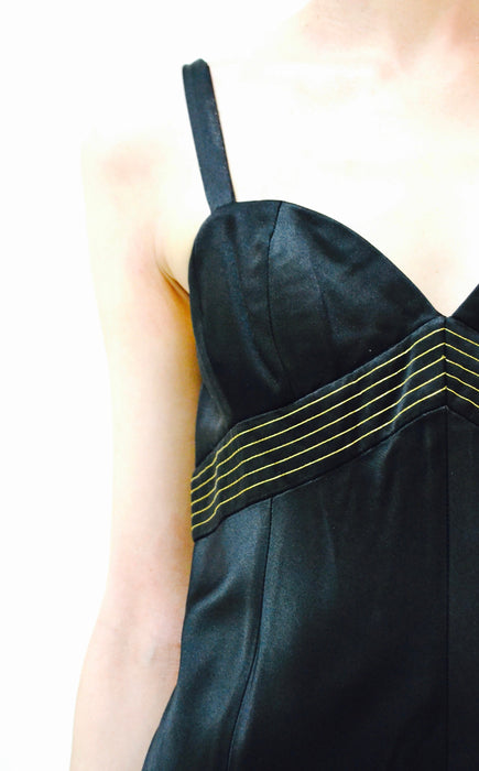 90s 00s Vintage Black Evening Gown Prom Dress Long Satin Dress XS Small Tom and Linda Platt // Y2k Dress Evening gown Tank Dress XS Small