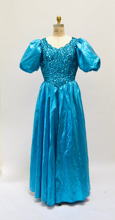 Vintage 80s Prom Sequin Dress Blue Metallic Ball Gown Medium Large // Vintage 80s Pageant Princess Dress Ball gown Party Dress Mike Benet