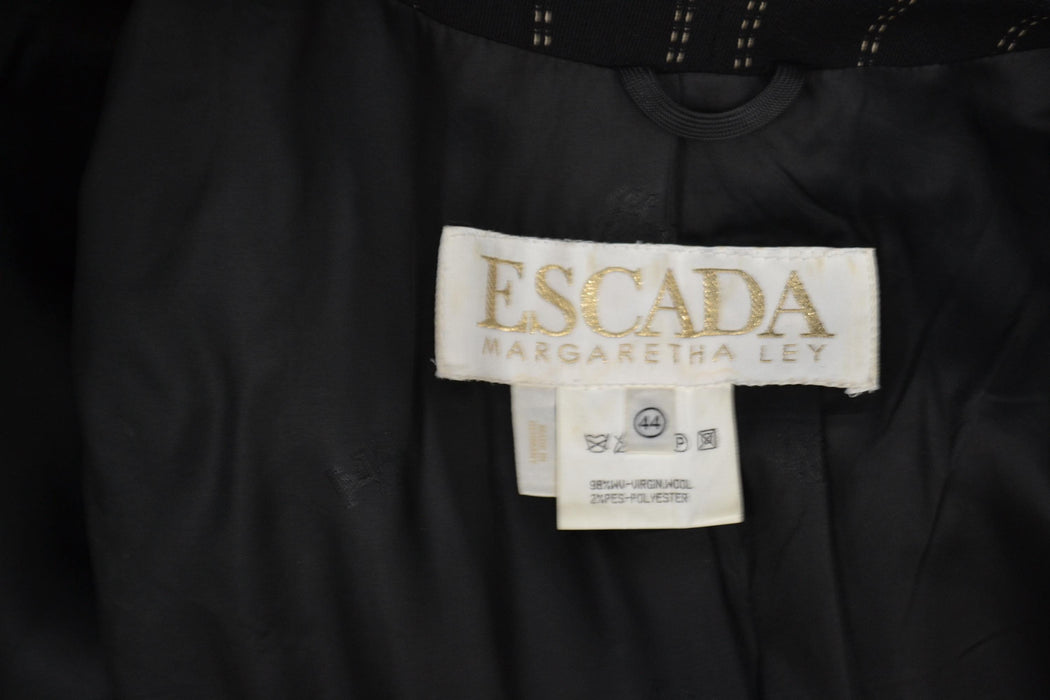 Vintage Escada Suit Pinstripe Wool Escada Suit Jacket Skirt Blazer Large Black white Striped Skirt Suit Black Stripe Jacket Medium Large