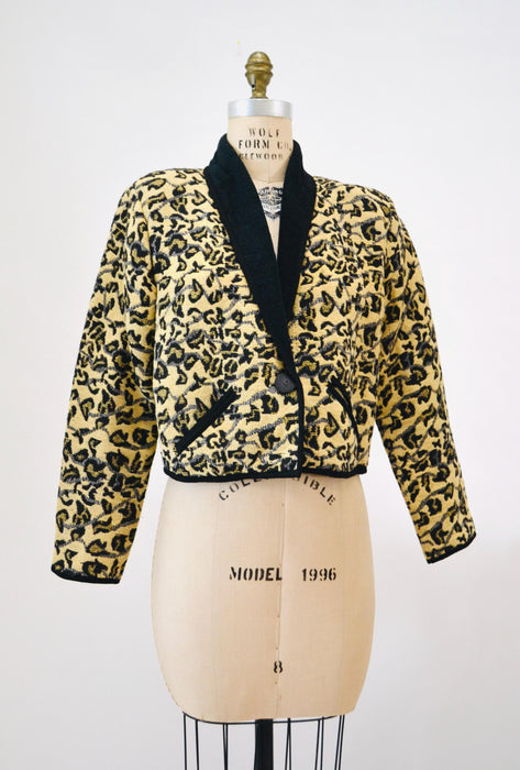 80s 90s Vintage Leopard Print Jacket Animal Print Blazer Tan Black Medium//  90s Vintage Cheetah Print Jacket Blazer 90s Nanny