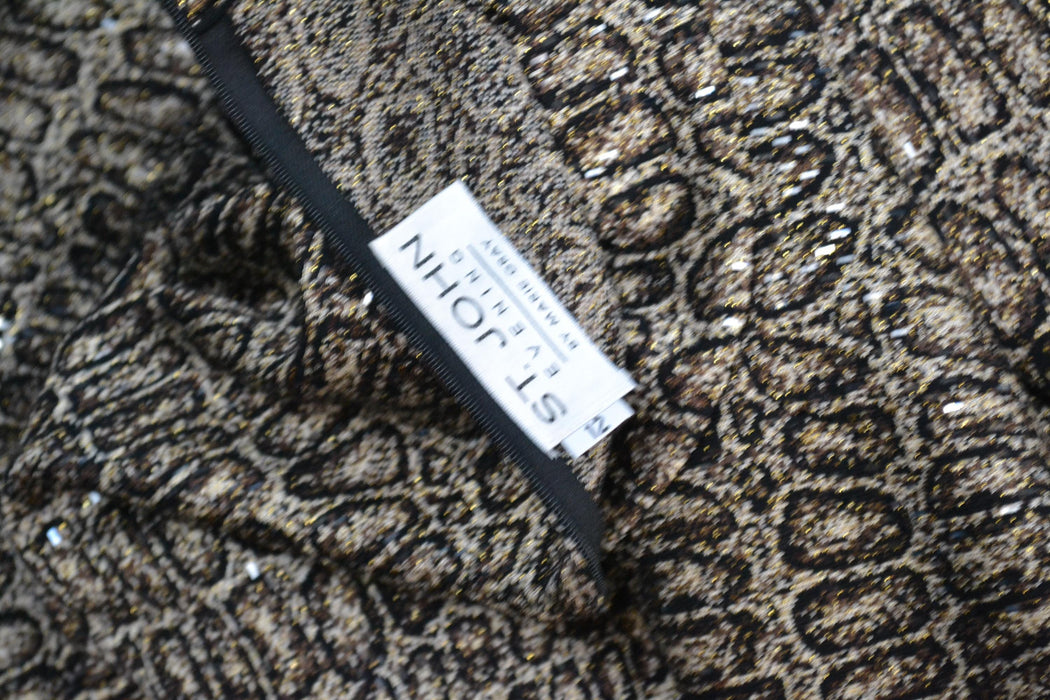 90s Vintage Animal Print St John Dress Metallic Knit Dress St John // Animal Print Metallic Party Dress Sweater Knit Dress 12 Medium Large