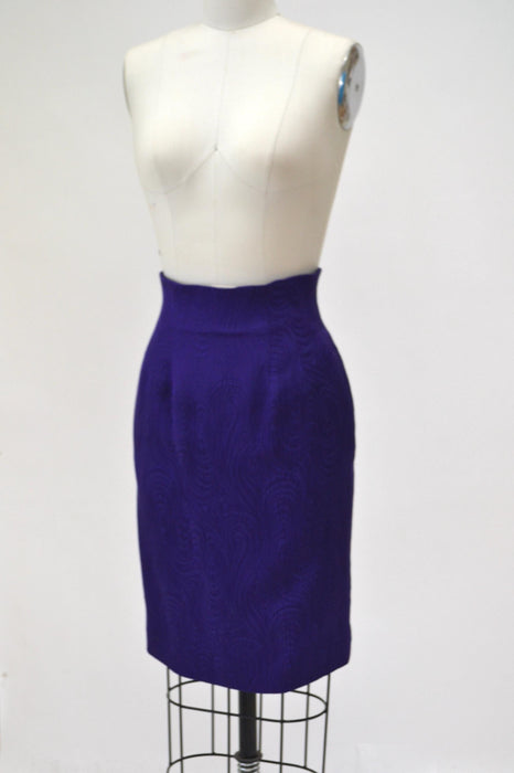 Vintage 80s 90s Purple Silk Suit Jacket Skirt Christian Dior XS  // 90s Glam Purple Barbie Suit Silk Jacket Blazer Skirt By Christian Dior