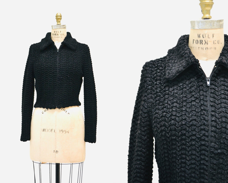 90s 2000s Vintage St. John Black Sweater Cardigan Jacket Size Small St John Vintage Black Boucle Jacket Sweater Cardigan Small