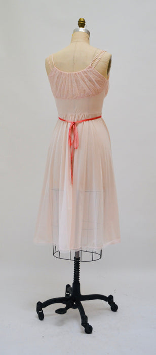1960s 60s Vanity Fair Vintage Nightgown Nighty Dress Camisole Small Medium Pink Lace Sheer Wedding Honeymoon Nightgown Slip Dress Pink Tank