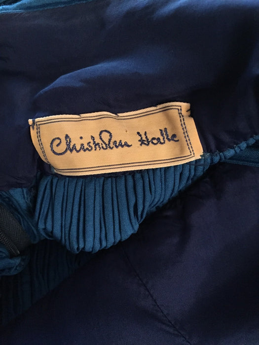 70s Vintage Blue Strapless Evening Gown Dress Small XS Cobalt Blue Chishom Halle Mary McFadden// 70s Vintage Blue Long strapless Dress XS