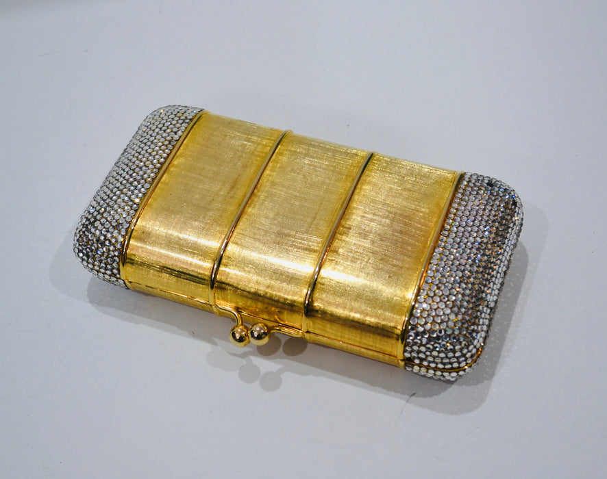70s Vintage Judith Leiber Gold Evening Bag Swarovski Crystal Minaudiere Gold Clutch Crystals Gold Metal Bag Purse Wedding Purse Clutch
