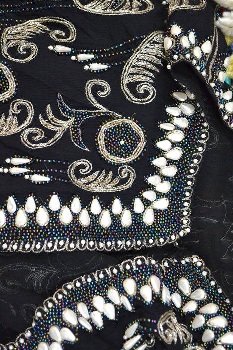 Vintage Beaded Metallic Embroidered Jacket Black Silver Paisley Jacket // Vintage Black Embroidered Jacket Art Deco Beaded Jacket