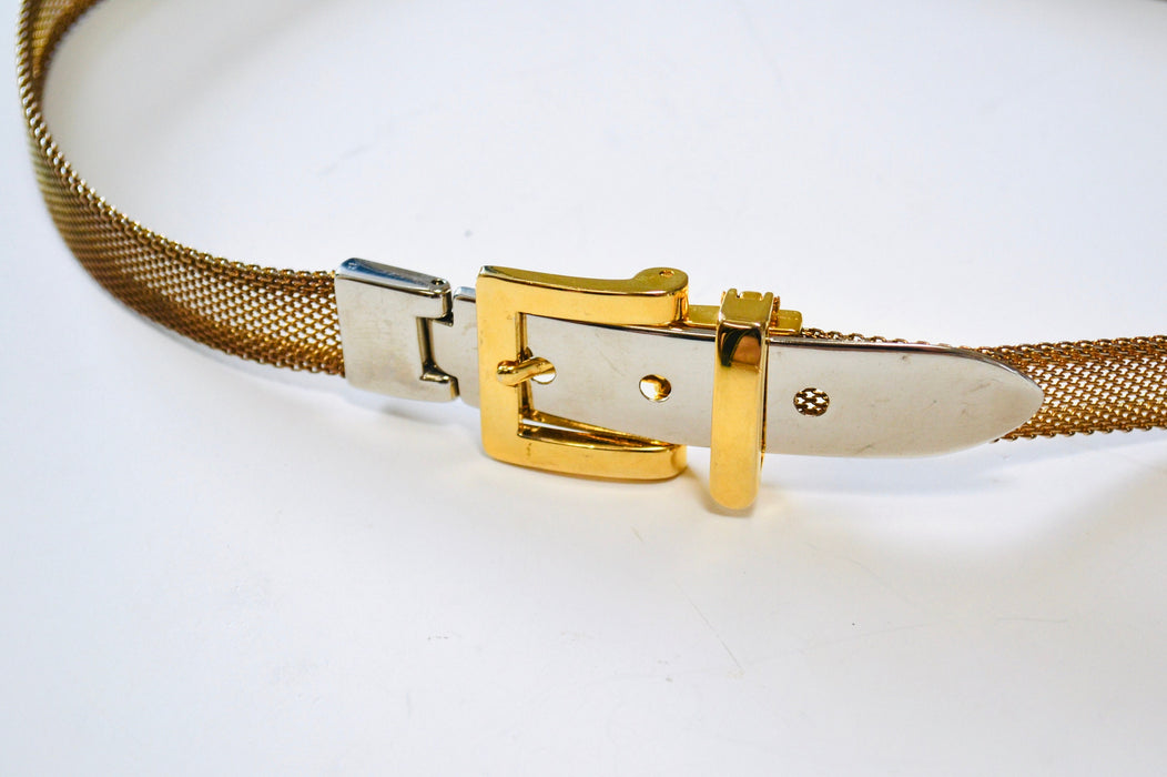 70s Vintage Gold Silver Brass thin Belt Chainmail Metal Silver Gold Wedding party Belt Small Medium 30-31" Silver Gold Metallic Belt Small