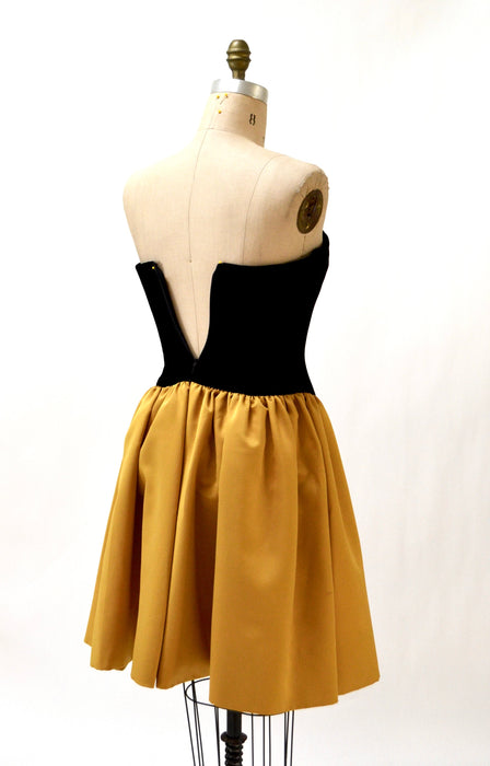 Vintage Bob Mackie Dress Black Strapless Velvet Dress Beaded Sequin Dress Black Yellow Gold Small Medium// 90s Vintage Pageant Party Dress