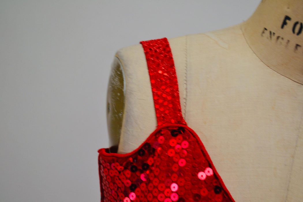 80s Prom Dress Red Sequins Small Medium// Vintage 80s Pageant Dress Red Sequin Strapless Dress 80s Metallic Prom Party Red Sequin Dress