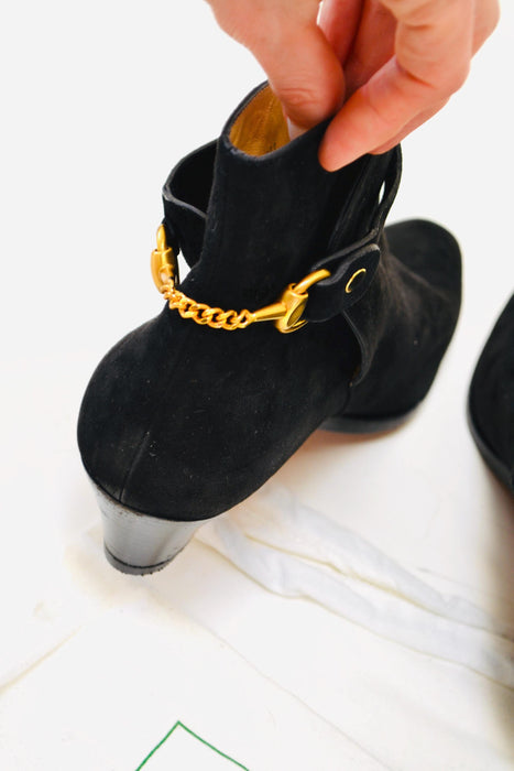 80s Vintage Gucci Black Leather Boots Size US 7 1/2 8 8 1/2 High Heel Black Booties Leather Boots Gucci Made In Italy Gucci Low heel Boots