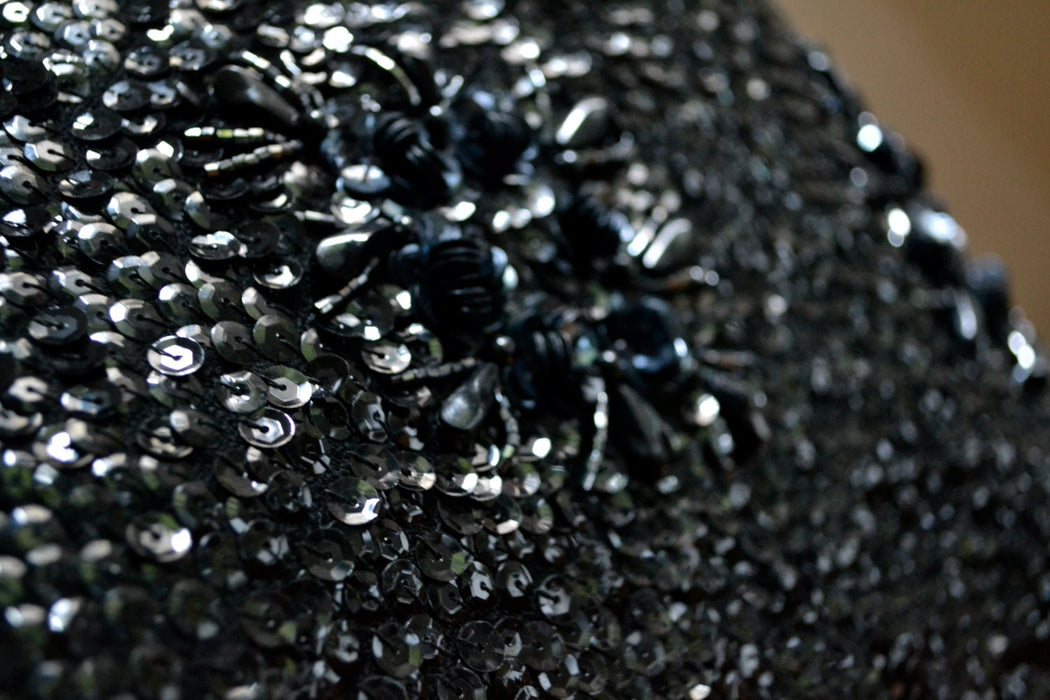 Vintage 60s Black Sequin Shirt Tank Top Shell Size Medium Large// Black Metallic Sequin Top Shirt Shell Size Large Beaded Fringe