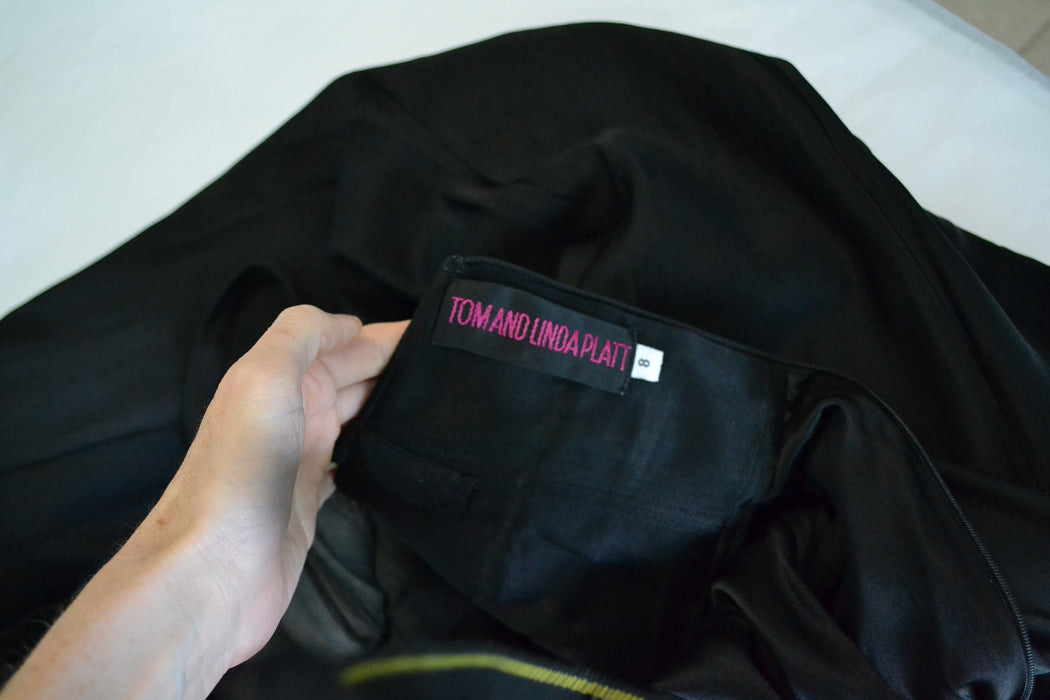 90s 00s Vintage Black Evening Gown Prom Dress Long Satin Dress XS Small Tom and Linda Platt // Y2k Dress Evening gown Tank Dress XS Small