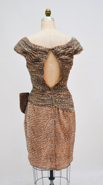 Vintage 80s 90s Party Dress Leopard Print Animal Body Con Party Dress by by Julie Duroche 80s 90s Sexy Vixen Dress Cheetah Print Xs Small