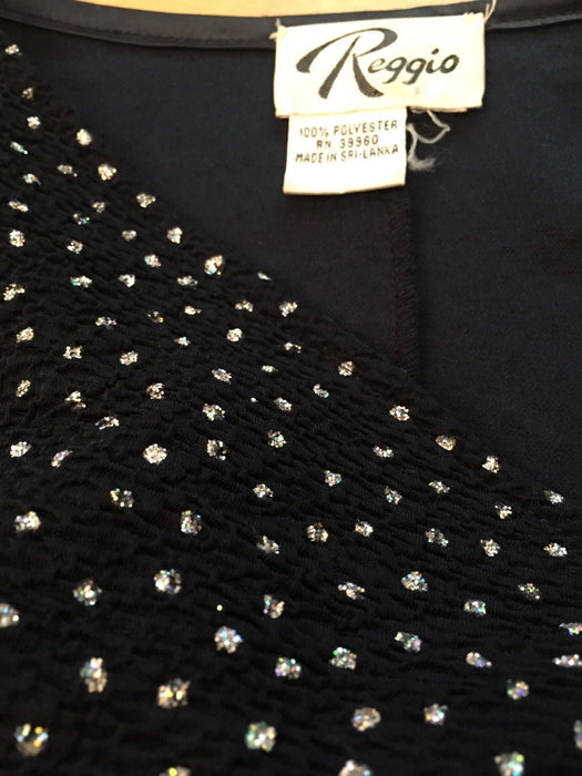 Vintage Metallic Dress size Small Medium Dark Blue Wrap Dress Hologram Sparkle Navy Blue // 90s Vintage party Dress Body Con size Medium