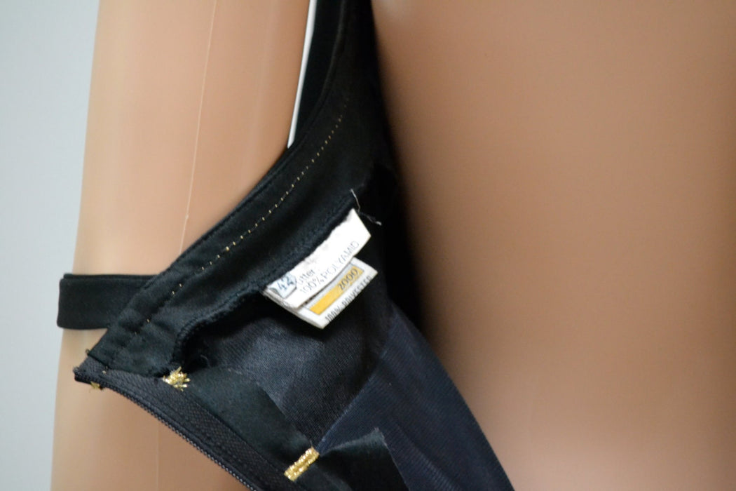 70s Vintage Black Maxi Dress Black And Gold Long Dress Small // Vintage Black Pleated Maxi Dress Long Bridesmaid Evening Gown Trevira