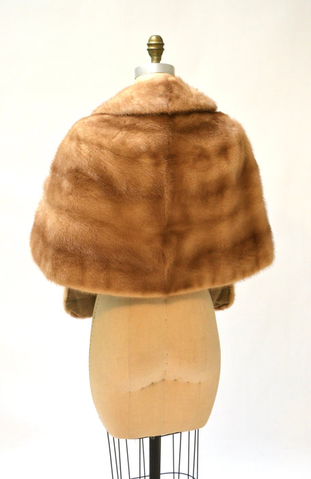 Vintage Mink Stole Honey Blonde Vintage Fur Stole Cape// Vintage Fur Cape in Blonde Cream Brown Winter Wedding