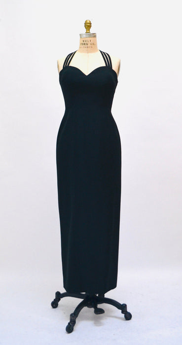 90s 2000s y2k Vintage Evening Gown Small in Black Tank Dress Gown Long Black Dress XS Small 90s black long strapless dress