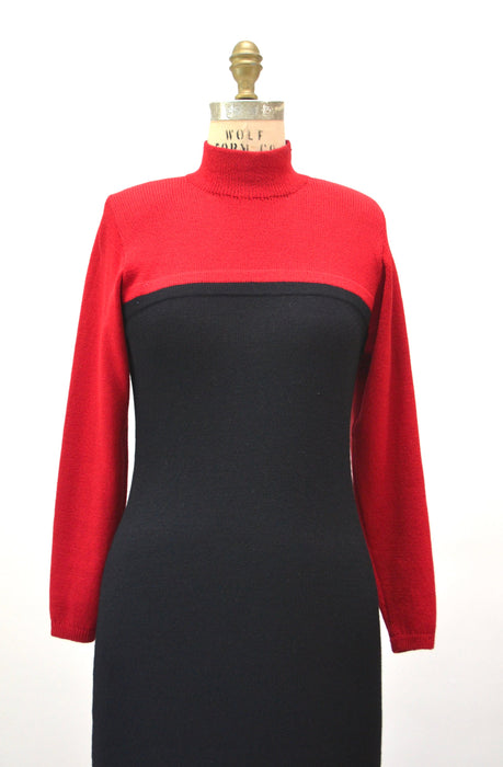 80s Vintage Red St John Dress Saks Fifth Avenue Red Knit Dress by St John // 80s Red Sweater Knit Dress Small Medium 80s Glam Designer Dress