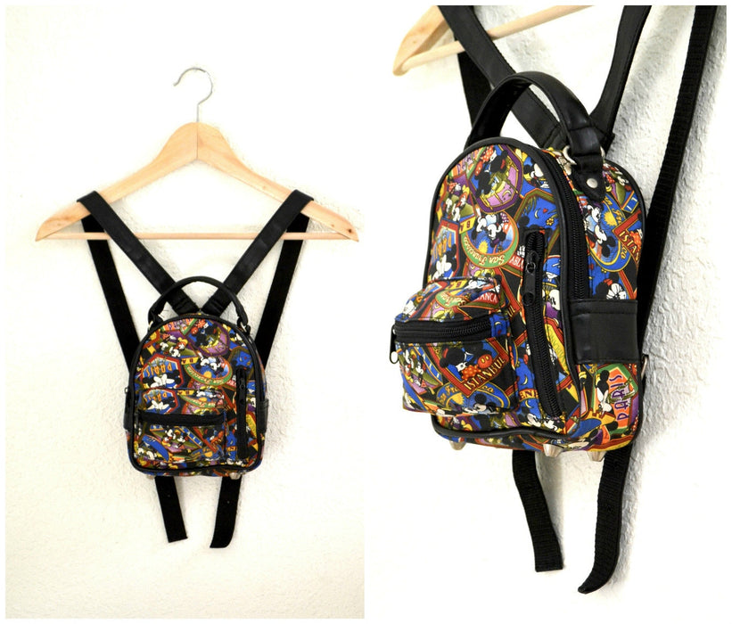 Vintage Nicole Miller Mickey Mouse Disney Back Pack// 90s Mickey Mouse Disney Back Pack Mini Bag Purse