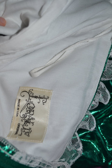 Vintage 80s Prom Dress Ball Gown XS Small Metallic Green St Pattys Day// Metallic Party Dress Green White Southern Bell Pageant Dress