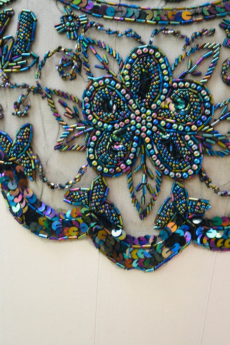 Vintage Black \Beaded Sequin Shawl Wrap Burlesque Flapper Black Sequin Beaded Wrap Vintage Sharmark Las Vegas Wrap Collar Shawl