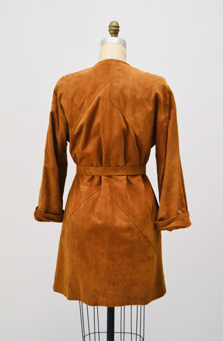 70s Vintage Brown Leather Jacket Sueded Coat Leather Jacket Small Medium // 80s 90s Brown Leather Jacket Long Brown Leather jacket