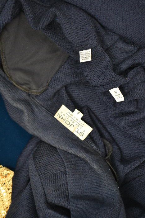 Vintage St. John Collection Navy Blue Jacket Sweater Blazer Size 6 Medium Blue Knit Blazer St John Navy Blue Vintage Knit Jacket Nautical