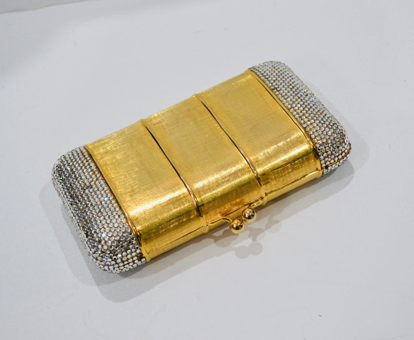 70s Vintage Judith Leiber Gold Evening Bag Swarovski Crystal Minaudiere Gold Clutch Crystals Gold Metal Bag Purse Wedding Purse Clutch