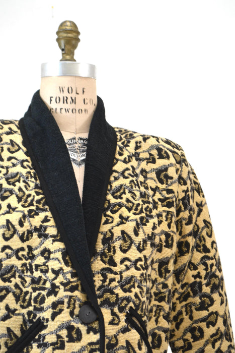 80s 90s Vintage Leopard Print Jacket Animal Print Blazer Tan Black Medium//  90s Vintage Cheetah Print Jacket Blazer 90s Nanny