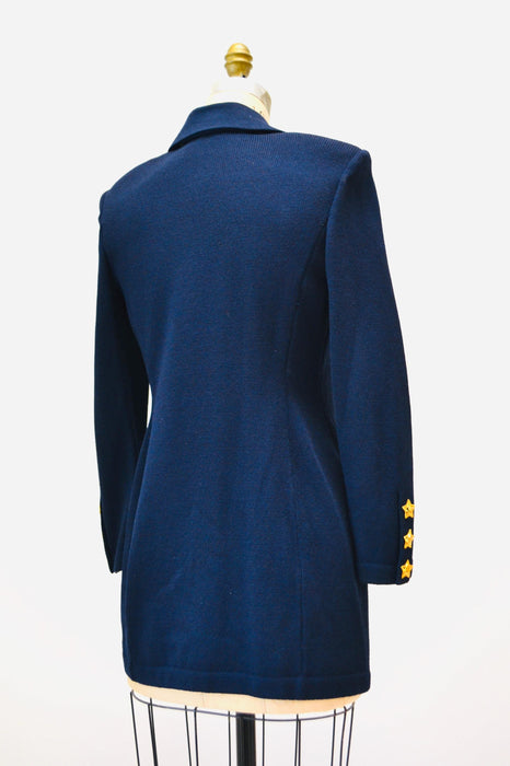 Vintage St. John Collection Navy Blue Jacket Sweater Blazer Size 6 Medium Blue Knit Blazer St John Navy Blue Vintage Knit Jacket Nautical