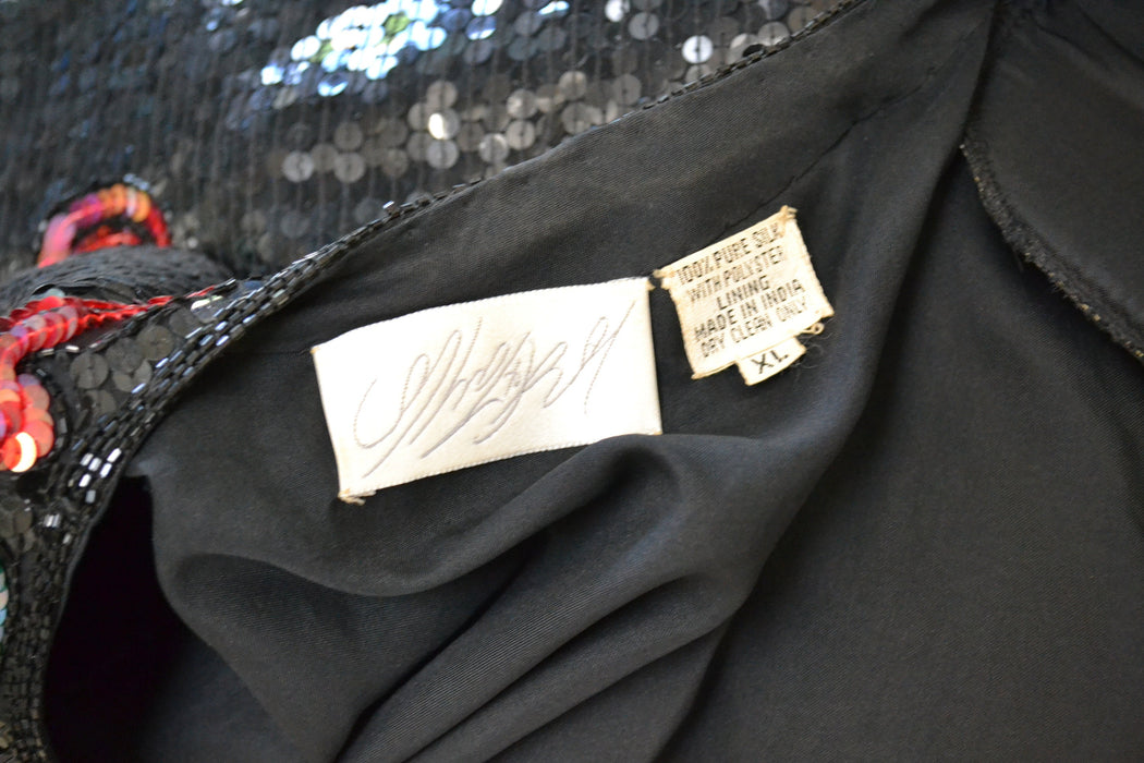 Vintage Black Sequin Jacket Paisley Beaded Jacket Medium Large // Vintage Black Sequin Jacket Paisley Metallic 80s 90s Glam Sequin Jacket