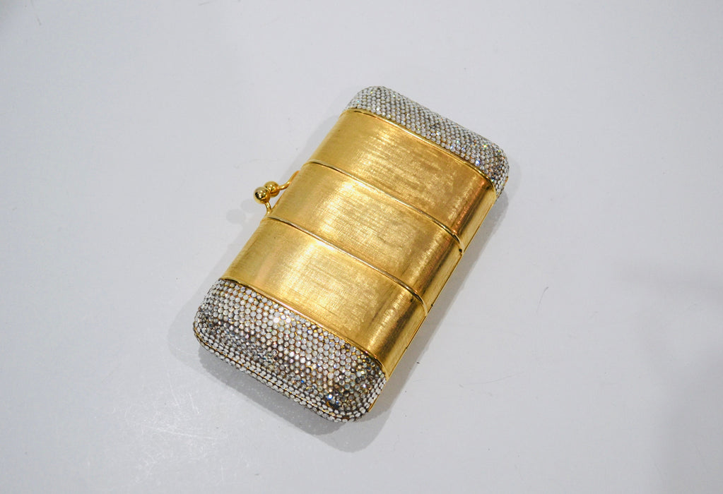 70s Vintage Judith Leiber Gold Evening Bag Swarovski Crystal Minaudiere Gold Clutch Crystals Gold Metal Bag Purse Wedding Purse Clutch