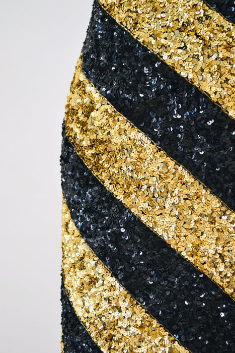 90s Vintage Black Gold Metallic Sequin Dress Tank Sleeveless Gold Sequin Jacket Bolero // Vintage 90s Sequin Showgirl Party Dress and Jacket