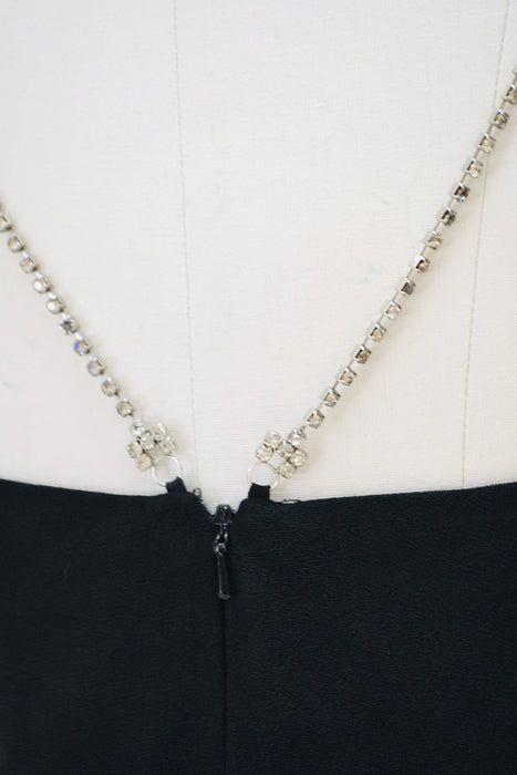 Vintage 90s Black Dress Black Cocktail Party Dress with Rhinestones By Bebe Small// Vintage 90s Sexy Prom Party Club Dress Black XS Small
